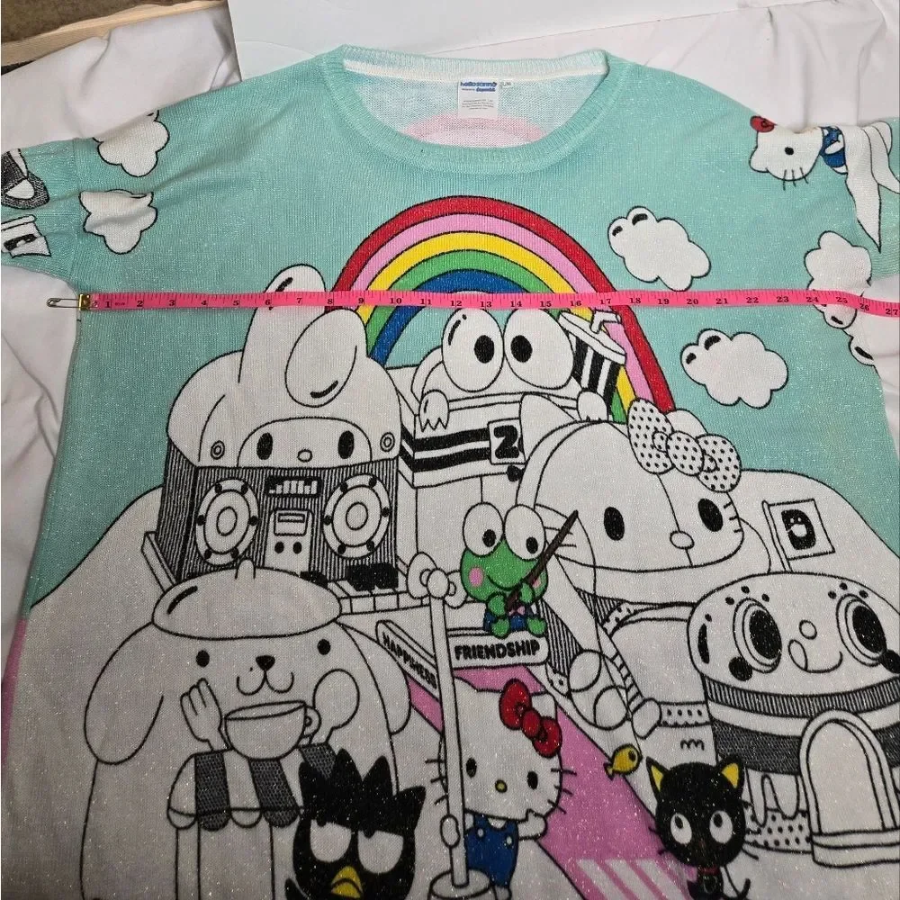 Hello Sanrio x JapanLA knit Hello Kitty metallic‎ oversized sparkle sweater RARE